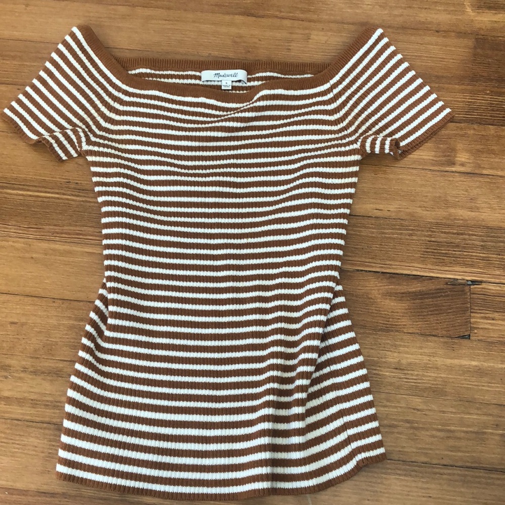 Madewell top. Ribbed stretchy square neck. S.